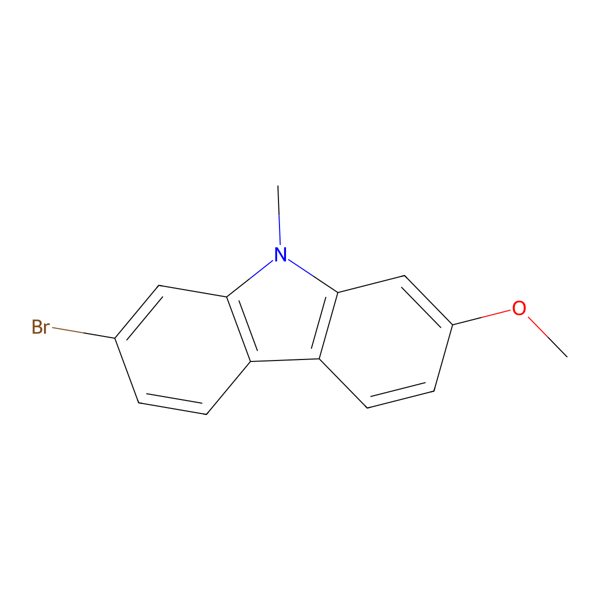 2-Bromo-7-methoxy-9-methyl-9H-carbazole molecular structure, CAS 200878-51-9