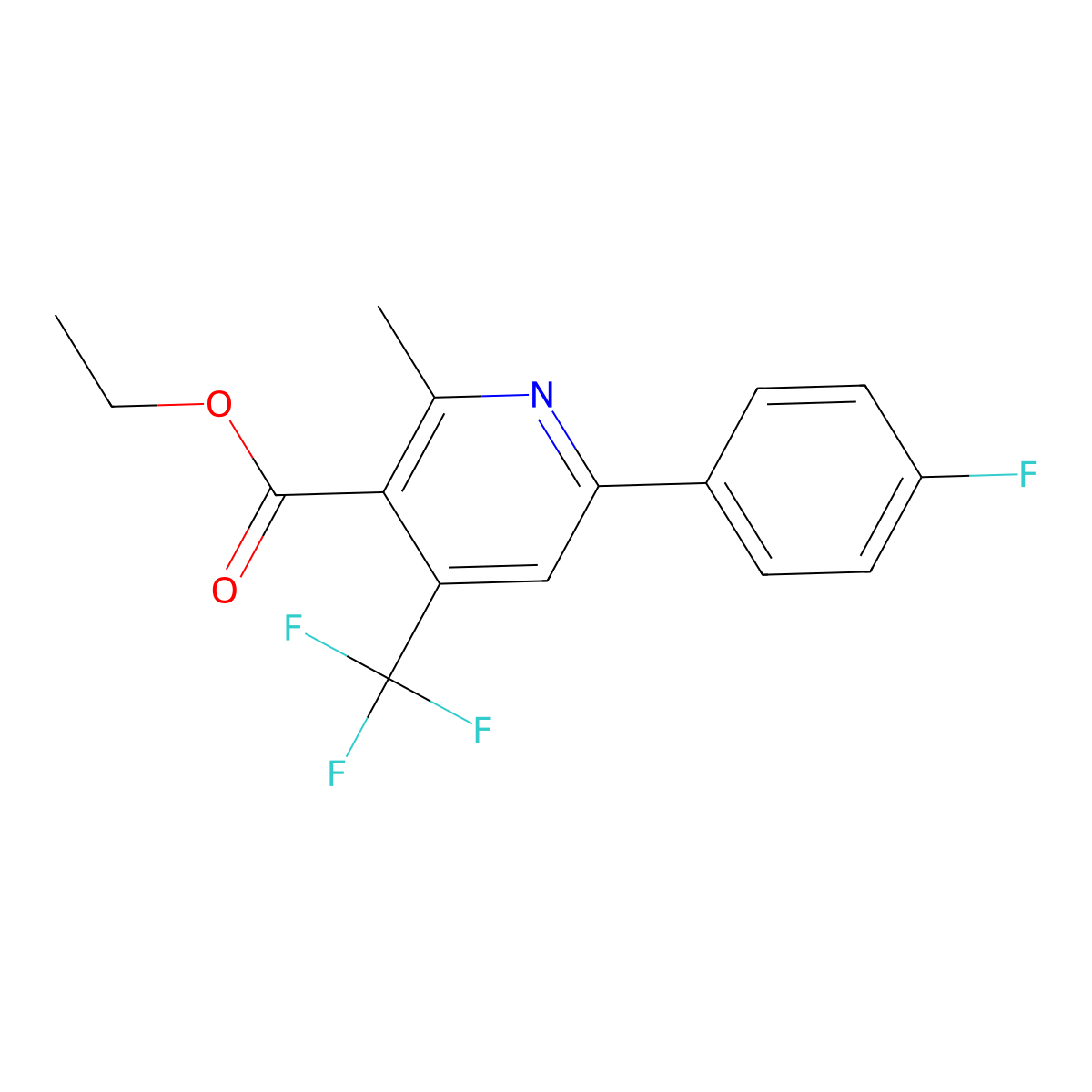 Ethyl 6-(4-fluorophenyl)-2-methyl-4-(trifluoromethyl)nicotinate molecular structure, CAS 200879-78-3