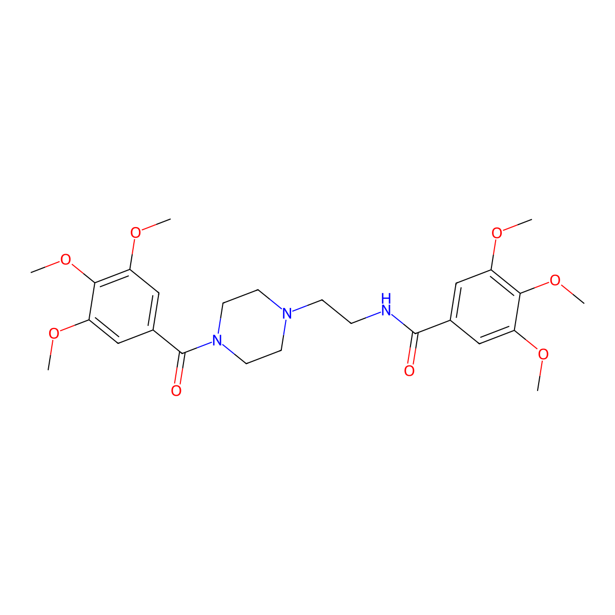 3,4,5-trimethoxy-N-{2-[4-(3,4,5-trimethoxybenzoyl)piperazino]ethyl}benzenecarboxamide molecular structure, CAS 20088-04-4