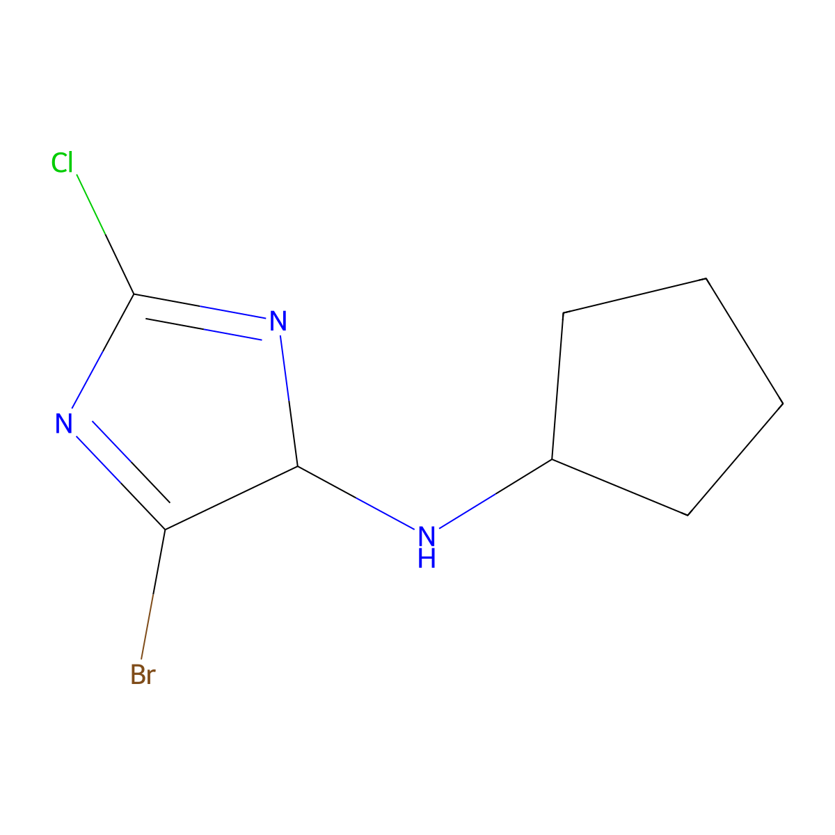 5-Bromo-2-chloro-N-cyclopentyl-4H-imidazol-4-amine molecular structure, CAS 2009011-56-5