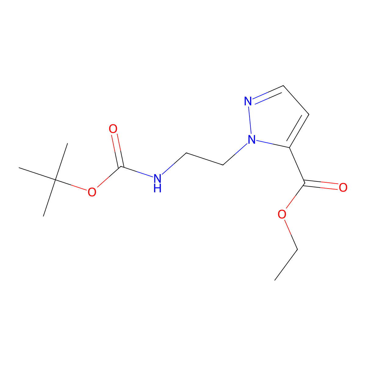ethyl 1-(2-((tert-butoxycarbonyl)amino)ethyl)-1H-pyrazole-5-carboxylate molecular structure, CAS 2009011-90-7