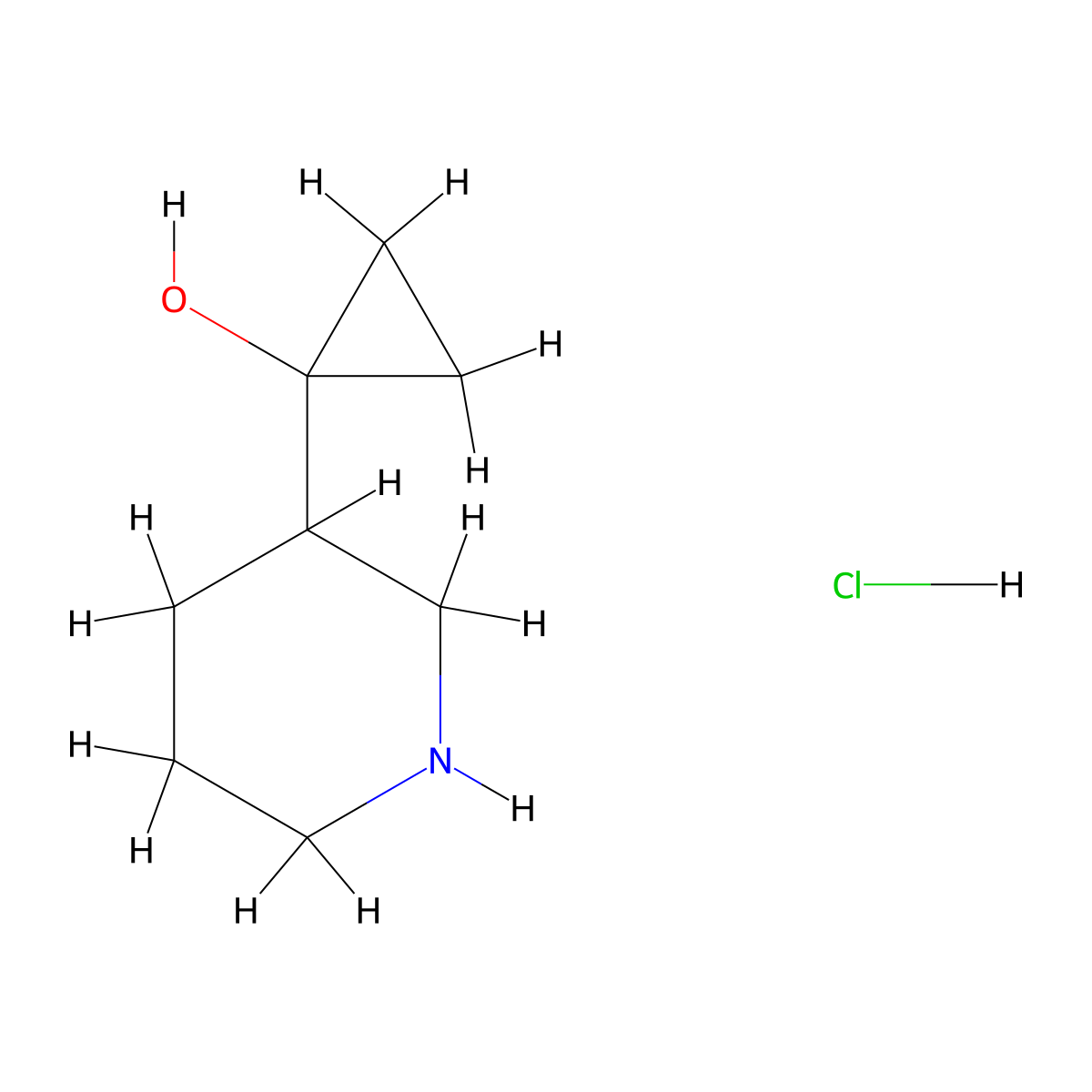 1-(3-Piperidinyl)cyclopropanol hydrochloride molecular structure, CAS 2009013-80-1