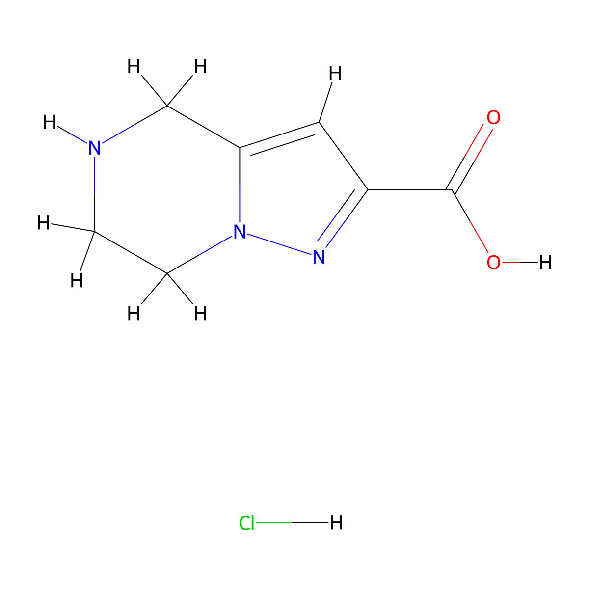 4H,5H,6H,7H-pyrazolo(1,5-a)pyrazine-2-carboxylic acid hydrochloride molecular structure, CAS 2009013-81-2