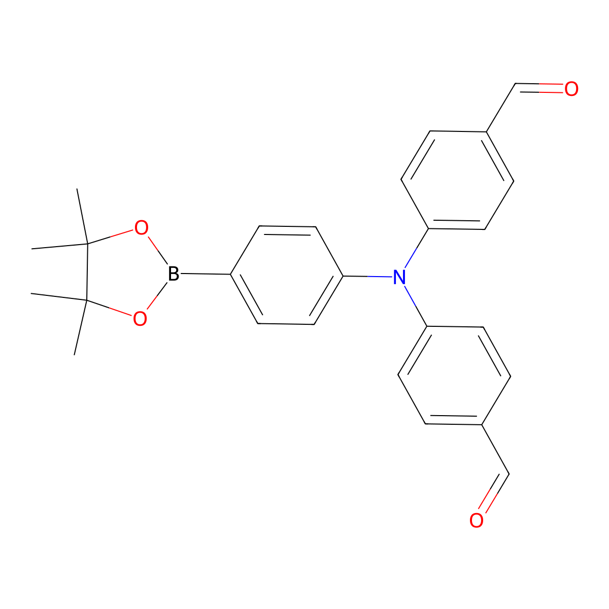 4,4'-((4-(4,4,5,5-Tetramethyl-1,3,2-dioxaborolan-2-yl)phenyl)azanediyl)dibenzaldehyde molecular structure, CAS 2009169-65-5