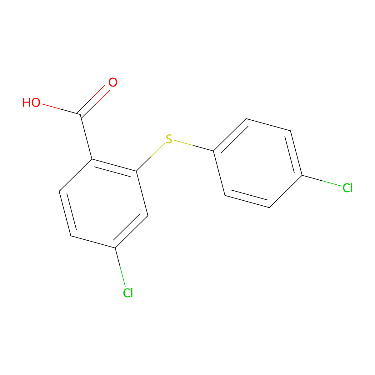 4-Chloro-2-[(4-chlorophenyl)sulfanyl]benzoic acid molecular structure, CAS 20092-54-0