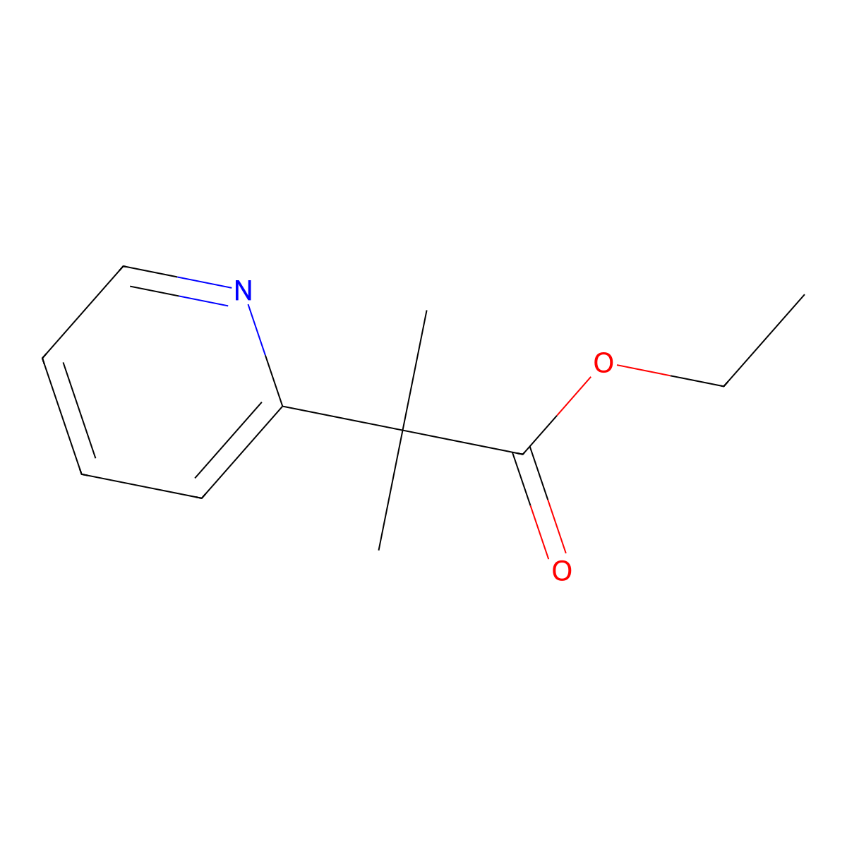Ethyl 2-methyl-2-(pyridin-2-yl)propanoate molecular structure, CAS 20092-97-1