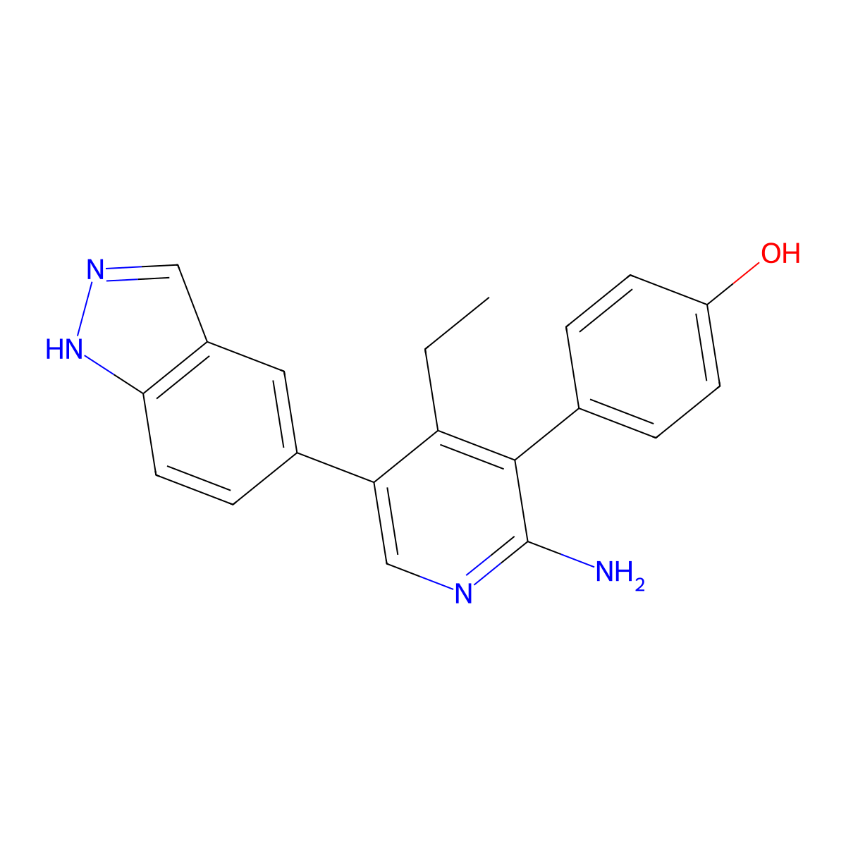 4-(2-amino-4-ethyl-5-(1H-indazol-5-yl)-3-pyridyl)phenol molecular structure, CAS 2009273-67-8