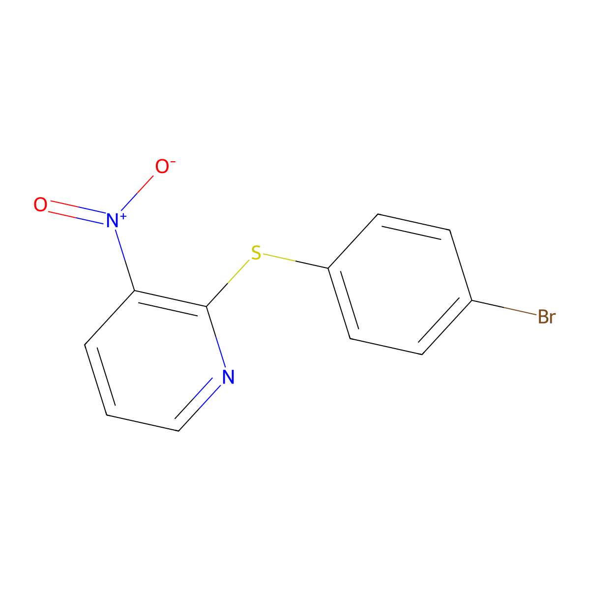 2-((4-Bromophenyl)thio)-3-nitropyridine molecular structure, CAS 200930-64-9