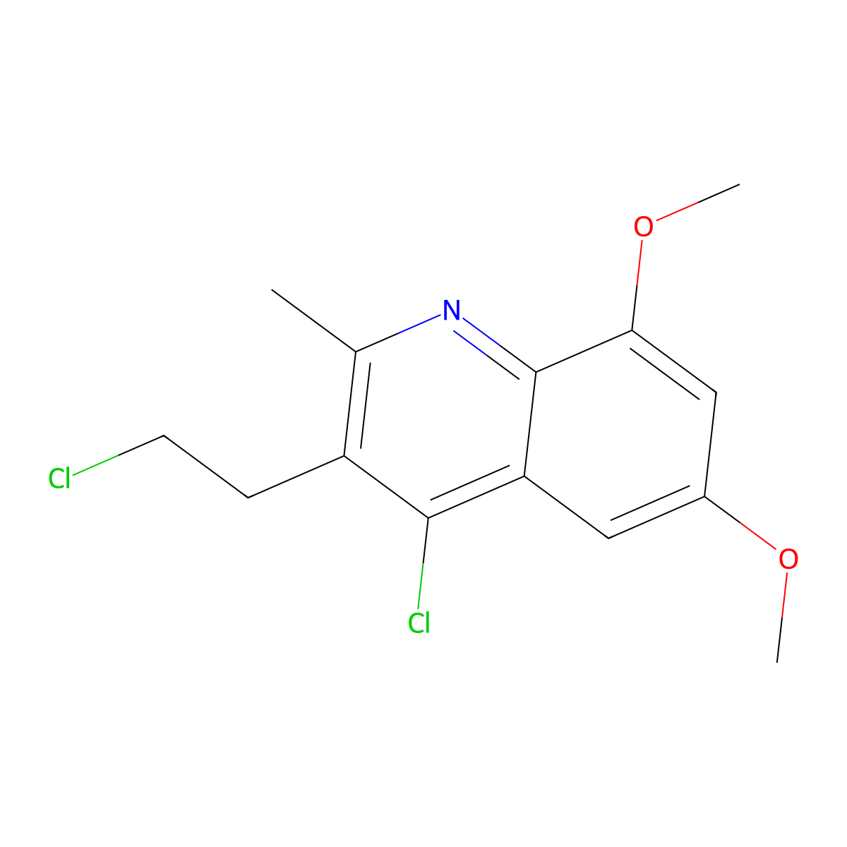 4-Chloro-3-(2-chloroethyl)-6,8-dimethoxy-2-methylquinoline molecular structure, CAS 200932-31-6
