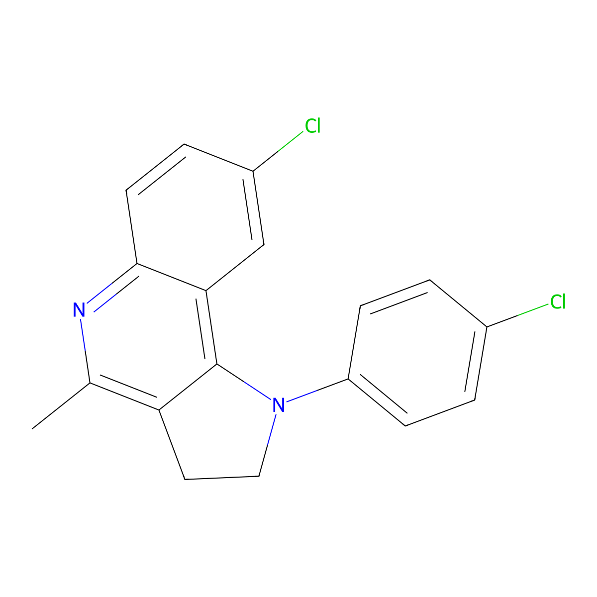 8-chloro-1-(4-chlorophenyl)-4-methyl-2,3-dihydro-1H-pyrrolo[3,2-c]quinoline molecular structure, CAS 200932-37-2