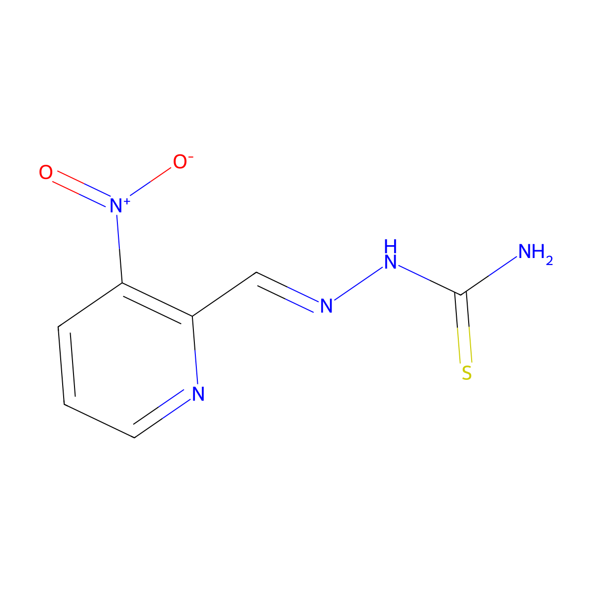 (E)-2-((3-Nitropyridin-2-yl)methylene)hydrazinecarbothioamide molecular structure, CAS 200933-26-2
