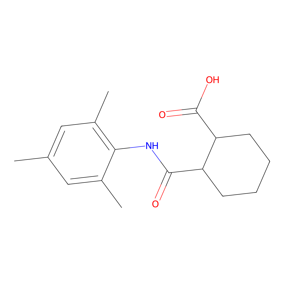 2-[(2,4,6-Trimethylphenyl)carbamoyl]cyclohexane-1-carboxylic acid molecular structure, CAS 200934-71-0