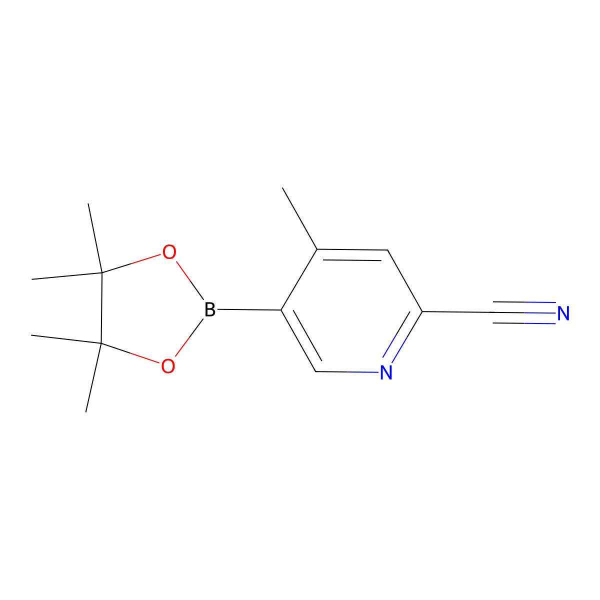4-Methyl-5-(4,4,5,5-tetramethyl-1,3,2-dioxaborolan-2-yl)pyridine-2-carbonitrile molecular structure, CAS 2009346-30-7