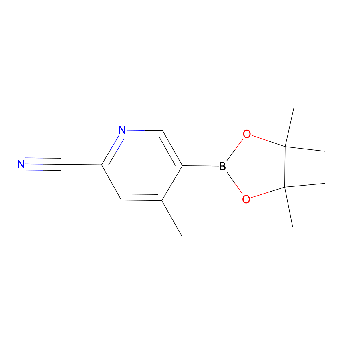 4-Methyl-5-(4,4,5,5-tetramethyl-1,3,2-dioxaborolan-2-yl)pyridine-2-carbonitrile molecular structure, CAS 2009346-30-7
