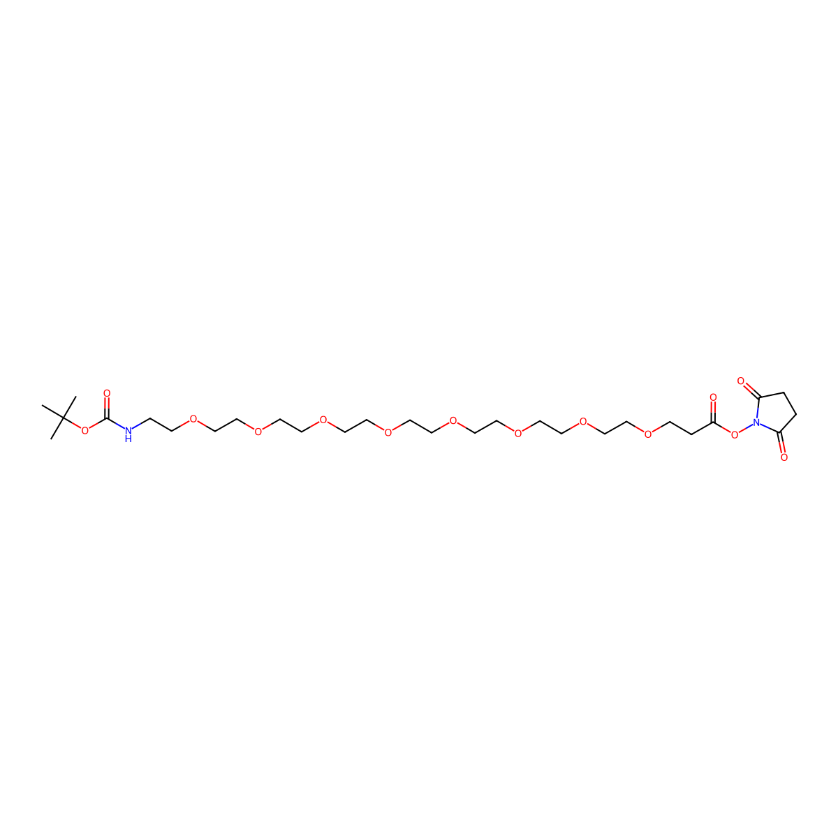 BocNH-PEG8-CH2CH2COONHS molecular structure, CAS 2009357-80-4