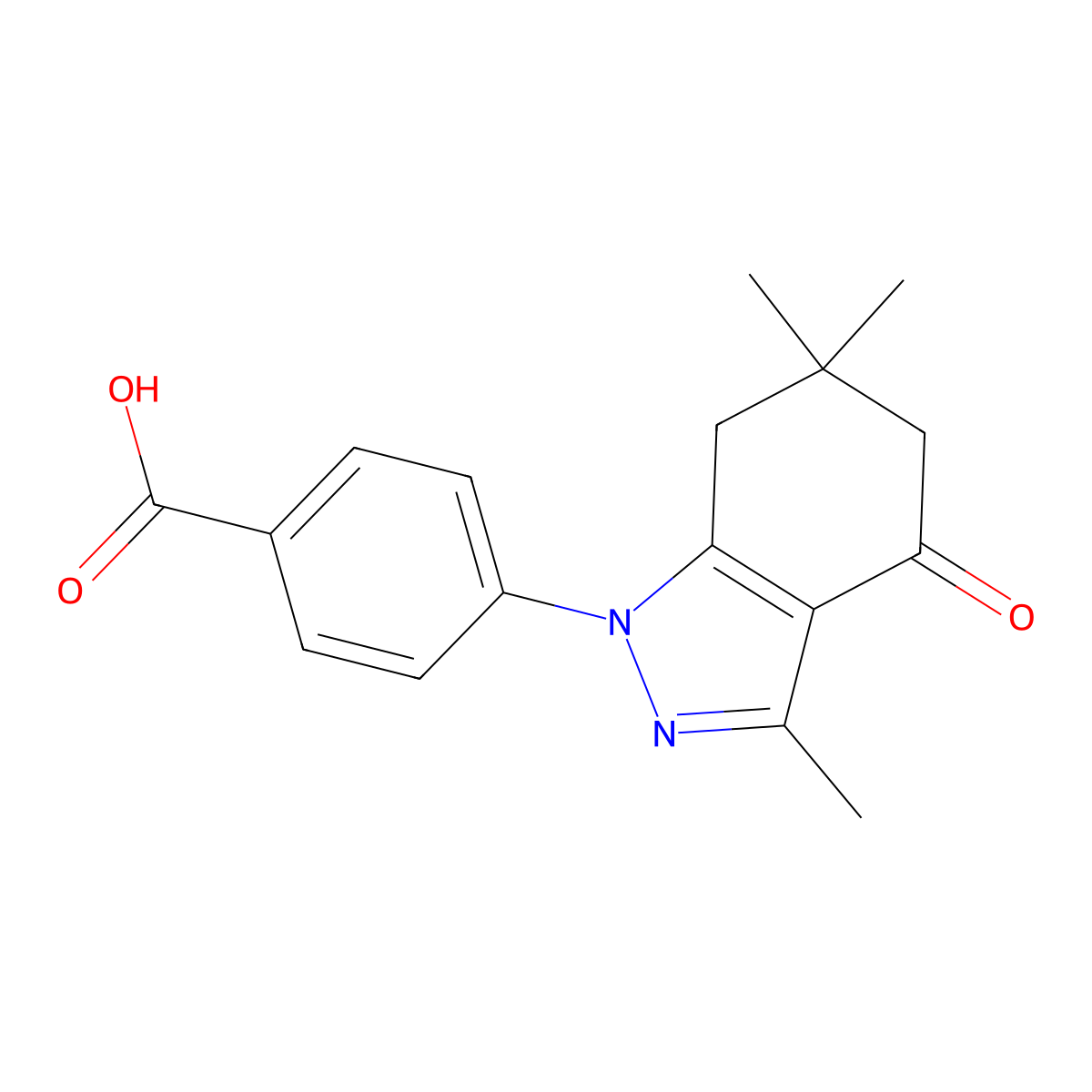 4-(4,5,6,7-Tetrahydro-3,6,6-trimethyl-4-oxo-1H-indazol-1-yl)benzoic acid molecular structure, CAS 200937-66-2