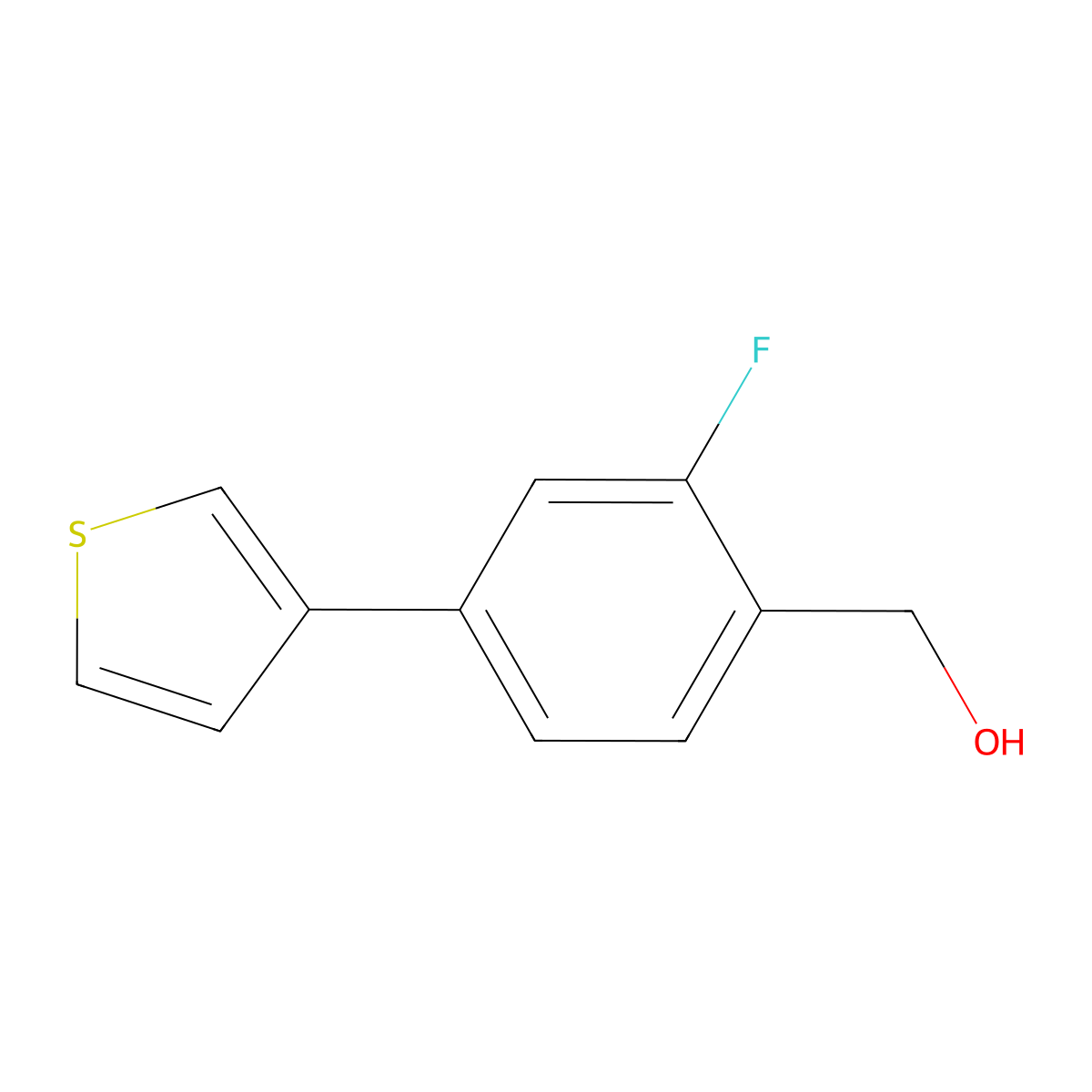 2-Fluoro-4-(3-thienyl)benzenemethanol molecular structure, CAS 2009380-49-6