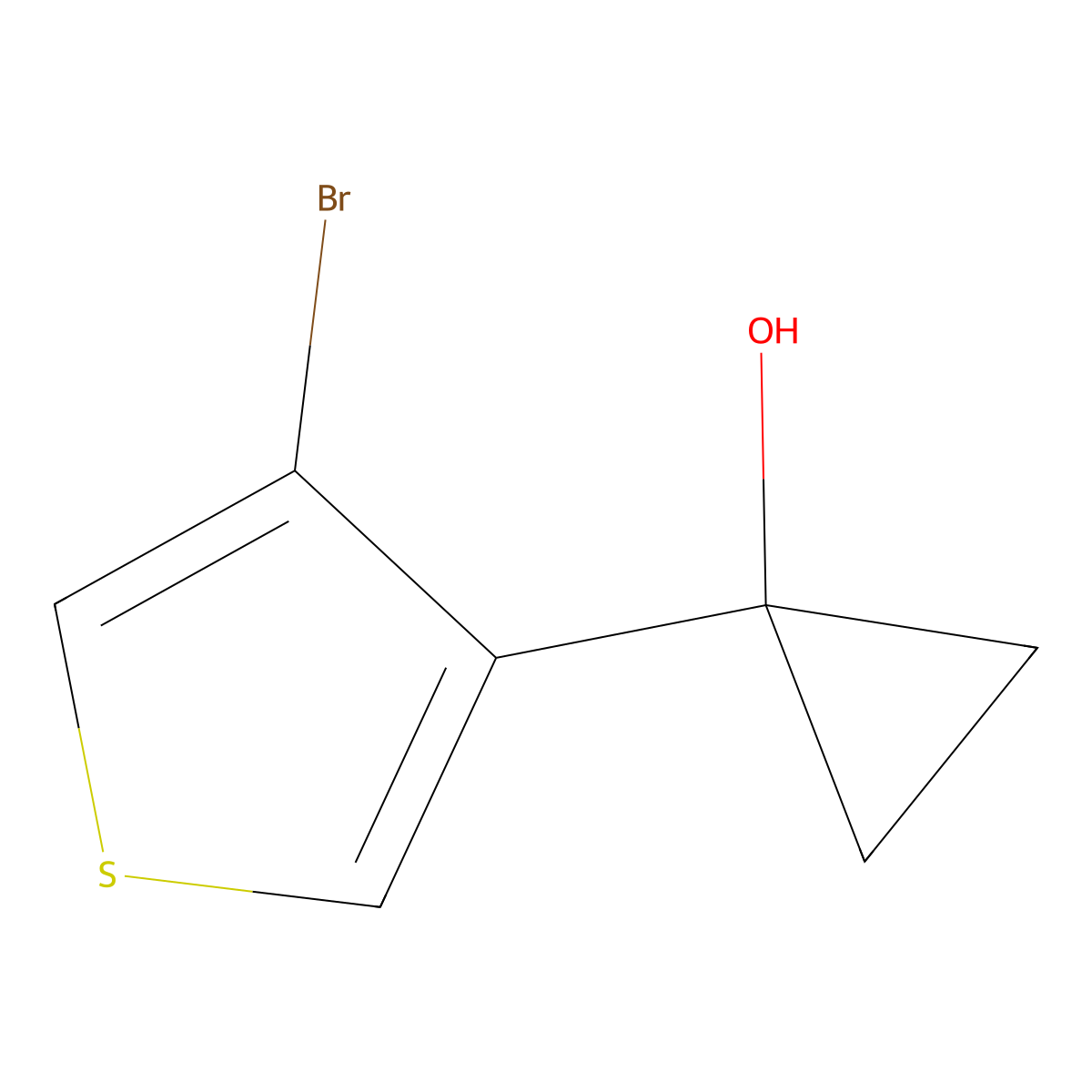 1-(4-Bromothiophen-3-yl)cyclopropan-1-ol molecular structure, CAS 2009389-28-8