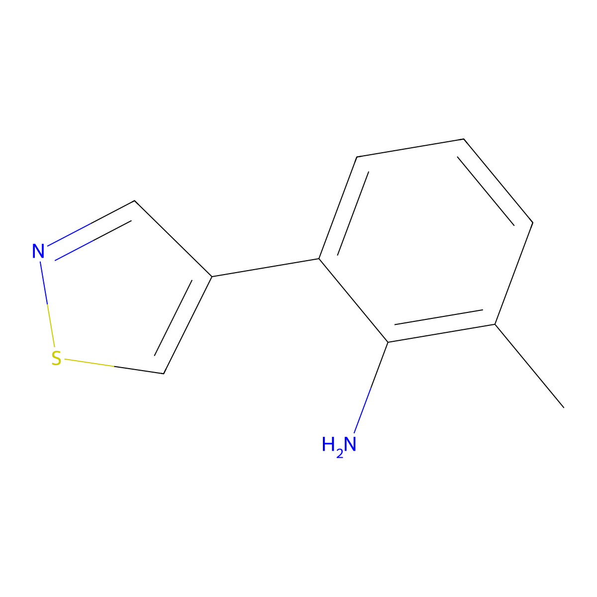 2-Methyl-6-(1,2-thiazol-4-yl)aniline molecular structure, CAS 2009466-23-1