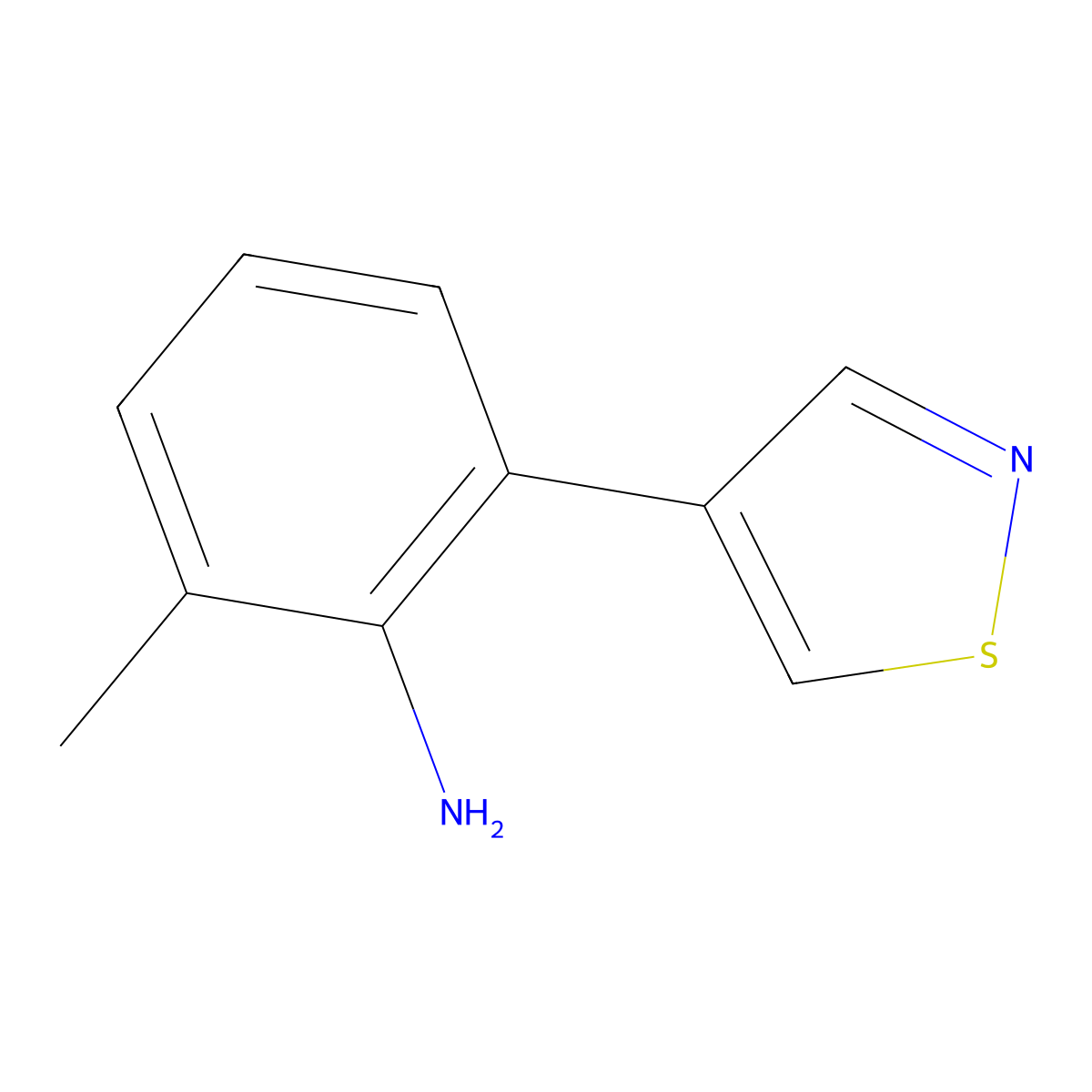 2-Methyl-6-(1,2-thiazol-4-yl)aniline molecular structure, CAS 2009466-23-1