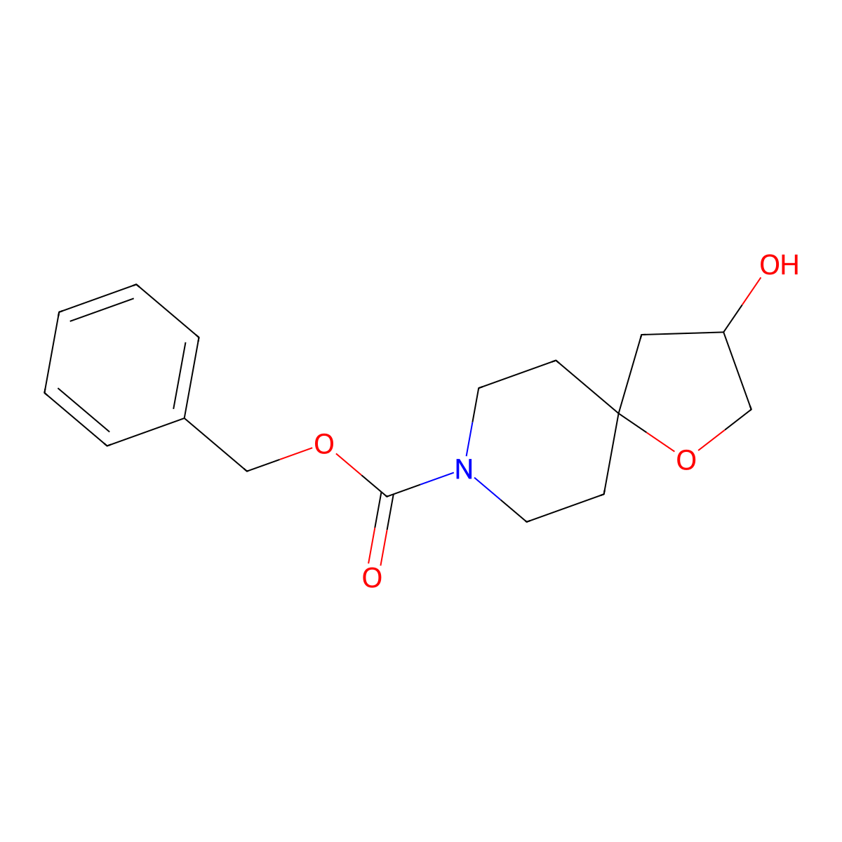 Benzyl 3-hydroxy-1-oxa-8-azaspiro[4.5]decane-8-carboxylate molecular structure, CAS 2009477-38-5