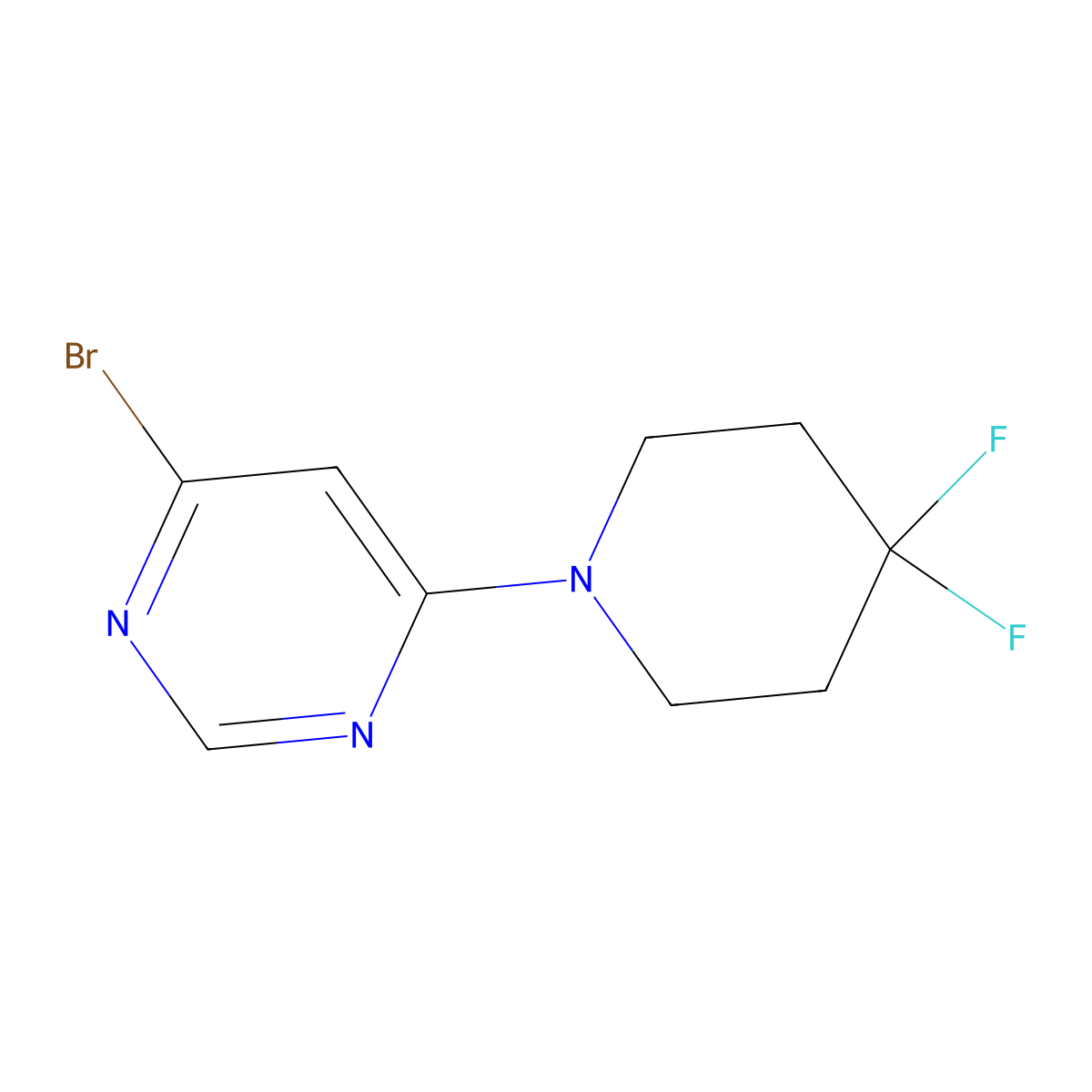 4-Bromo-6-(4,4-difluoropiperidin-1-yl)pyrimidine molecular structure, CAS 2009483-61-6