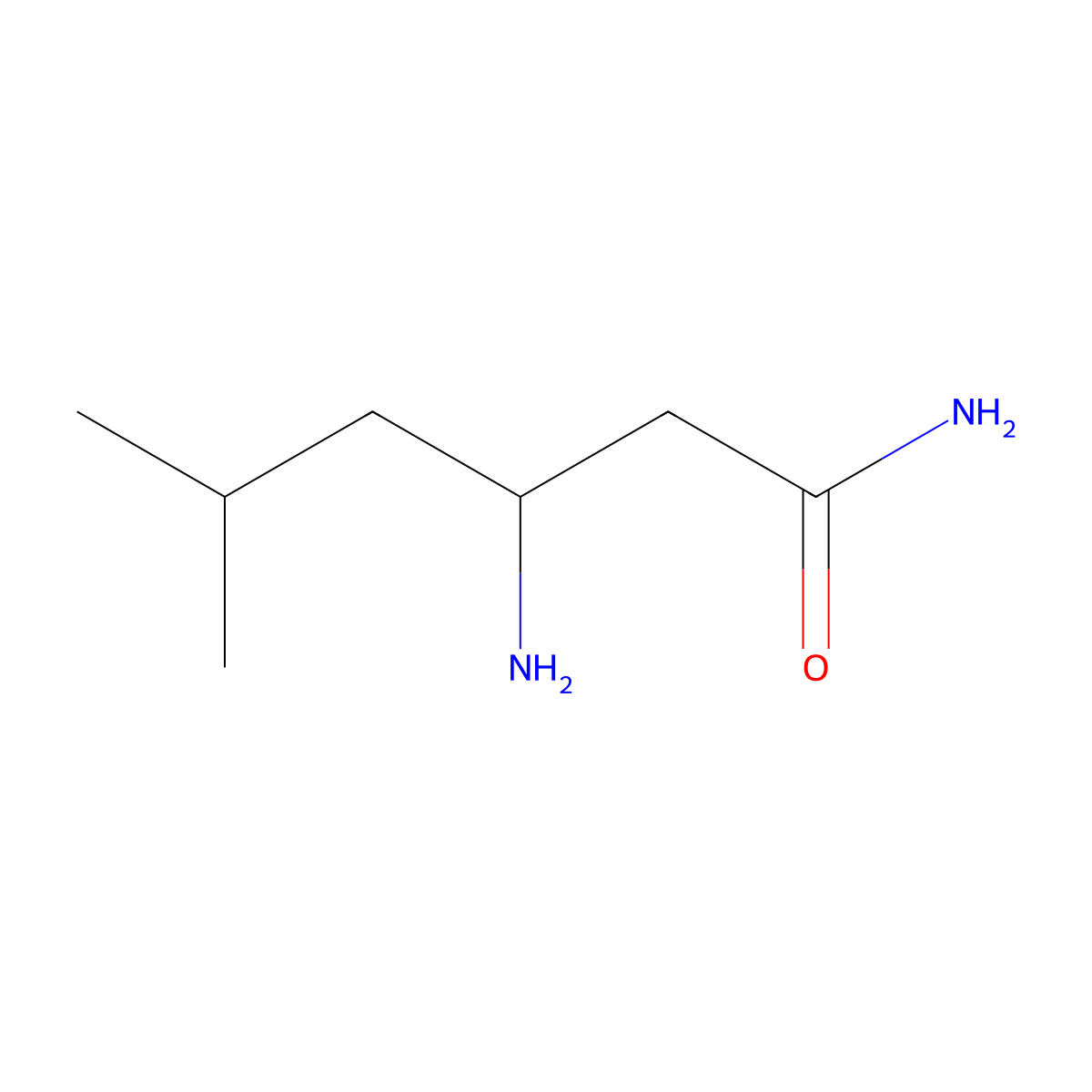 (3S)-3-amino-5-methylhexanamide molecular structure, CAS 200949-79-7
