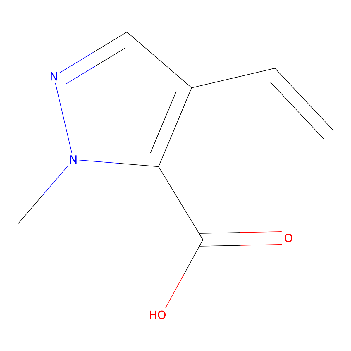 4-ethenyl-1-methyl-1H-pyrazole-5-carboxylic acid molecular structure, CAS 2009507-12-2
