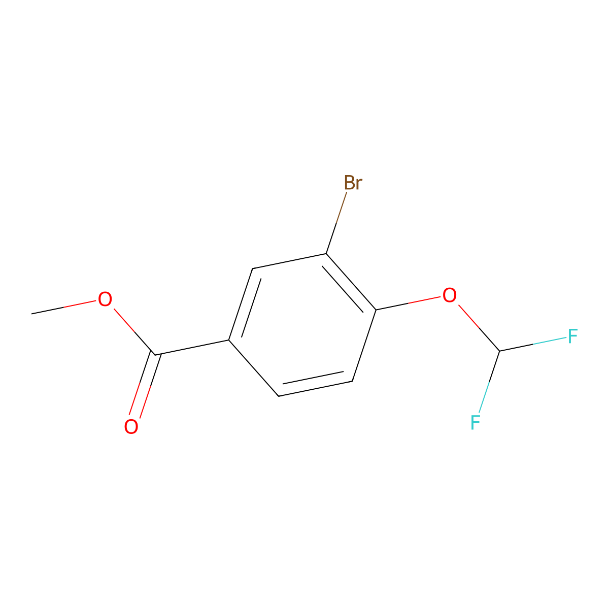 Methyl 3-bromo-4-(difluoromethoxy)benzoate molecular structure, CAS 200956-56-5