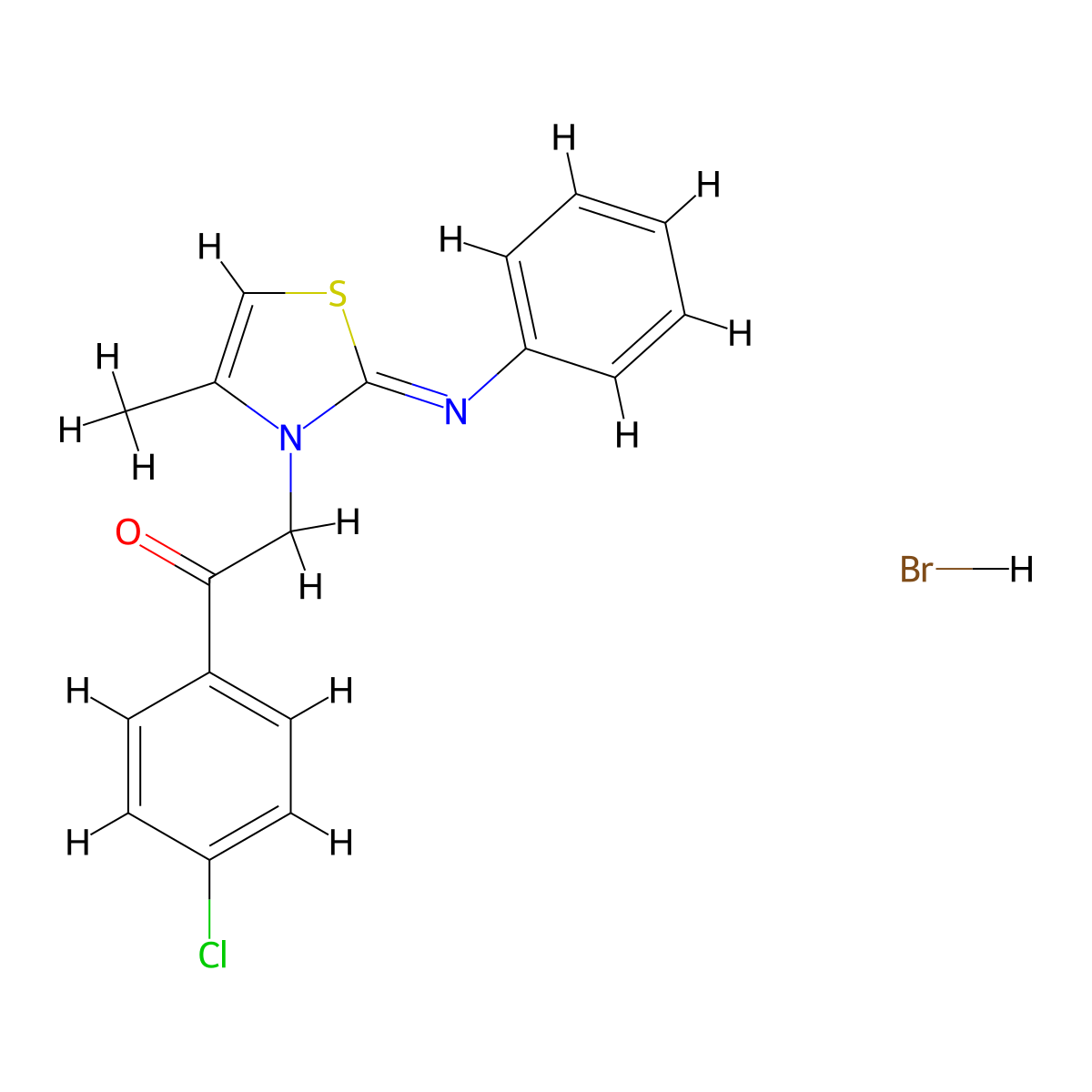 (Z)-1-(4-chlorophenyl)-2-(4-methyl-2-(phenylimino)thiazol-3(2H)-yl)ethanone hydrobromide molecular structure, CAS 200959-82-6