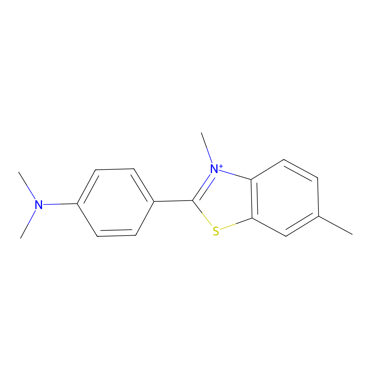 2-(4-(Dimethylamino)phenyl)-3,6-dimethyl-1,3-benzothiazol-3-ium molecular structure, CAS 20096-11-1