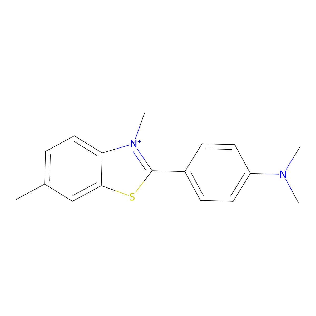 2-(4-(Dimethylamino)phenyl)-3,6-dimethyl-1,3-benzothiazol-3-ium molecular structure, CAS 20096-11-1