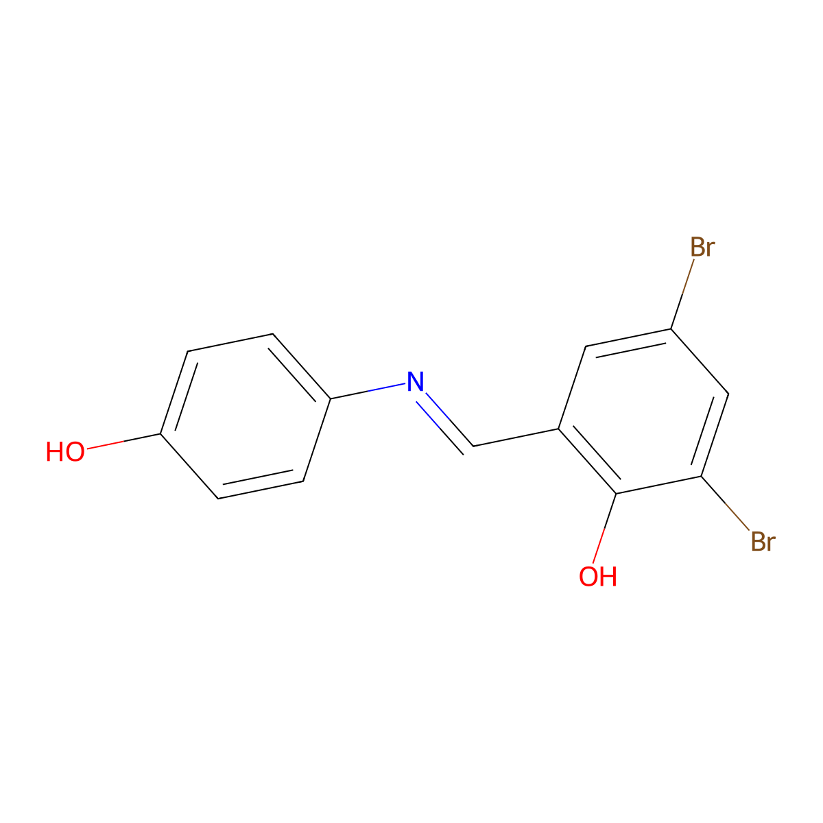 Phenol, 2,4-dibromo-6-[[(4-hydroxyphenyl)imino]methyl]- molecular structure, CAS 20099-03-0