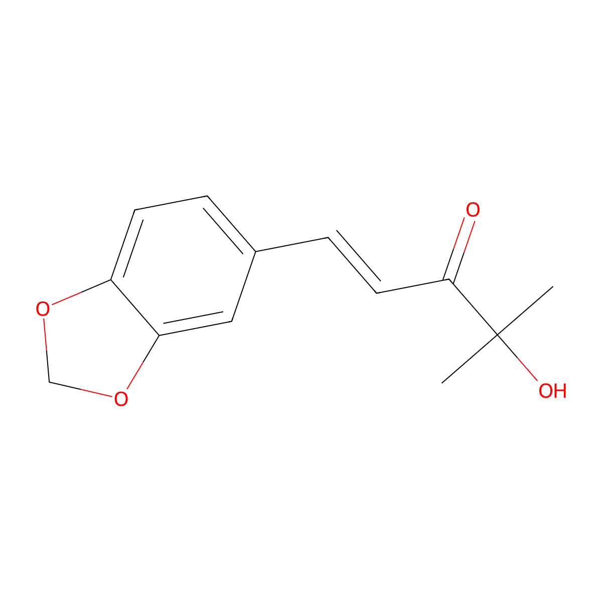 1-Penten-3-one, 1-(1,3-benzodioxol-5-yl)-4-hydroxy-4-methyl- molecular structure, CAS 20099-40-5