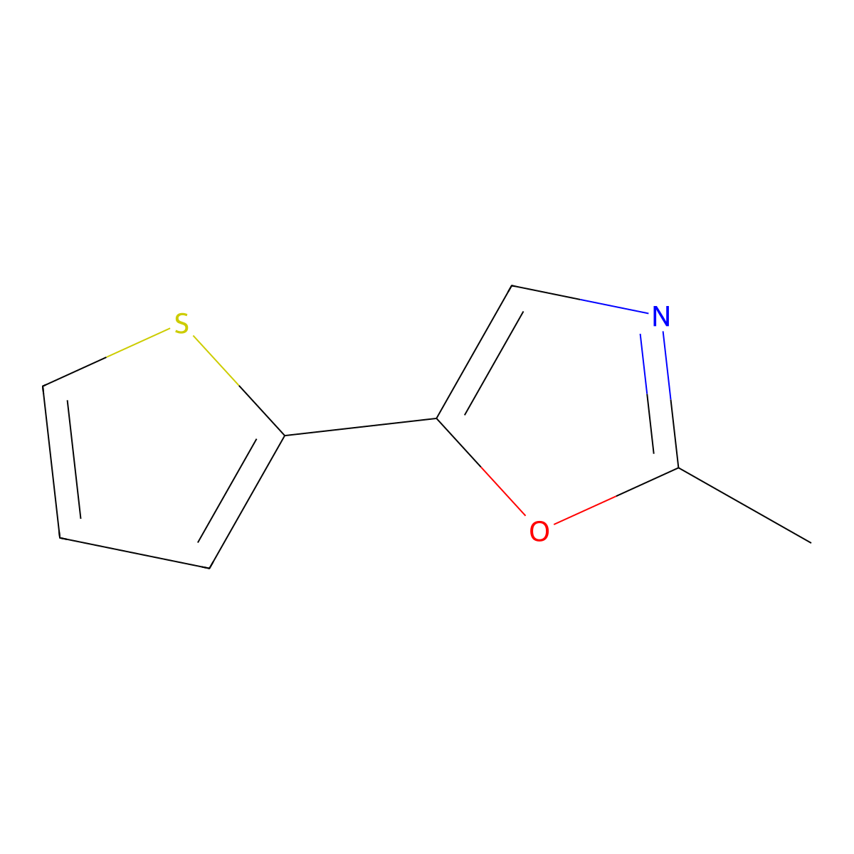 2-Methyl-5-(2-thienyl)oxazole molecular structure, CAS 201005-88-1