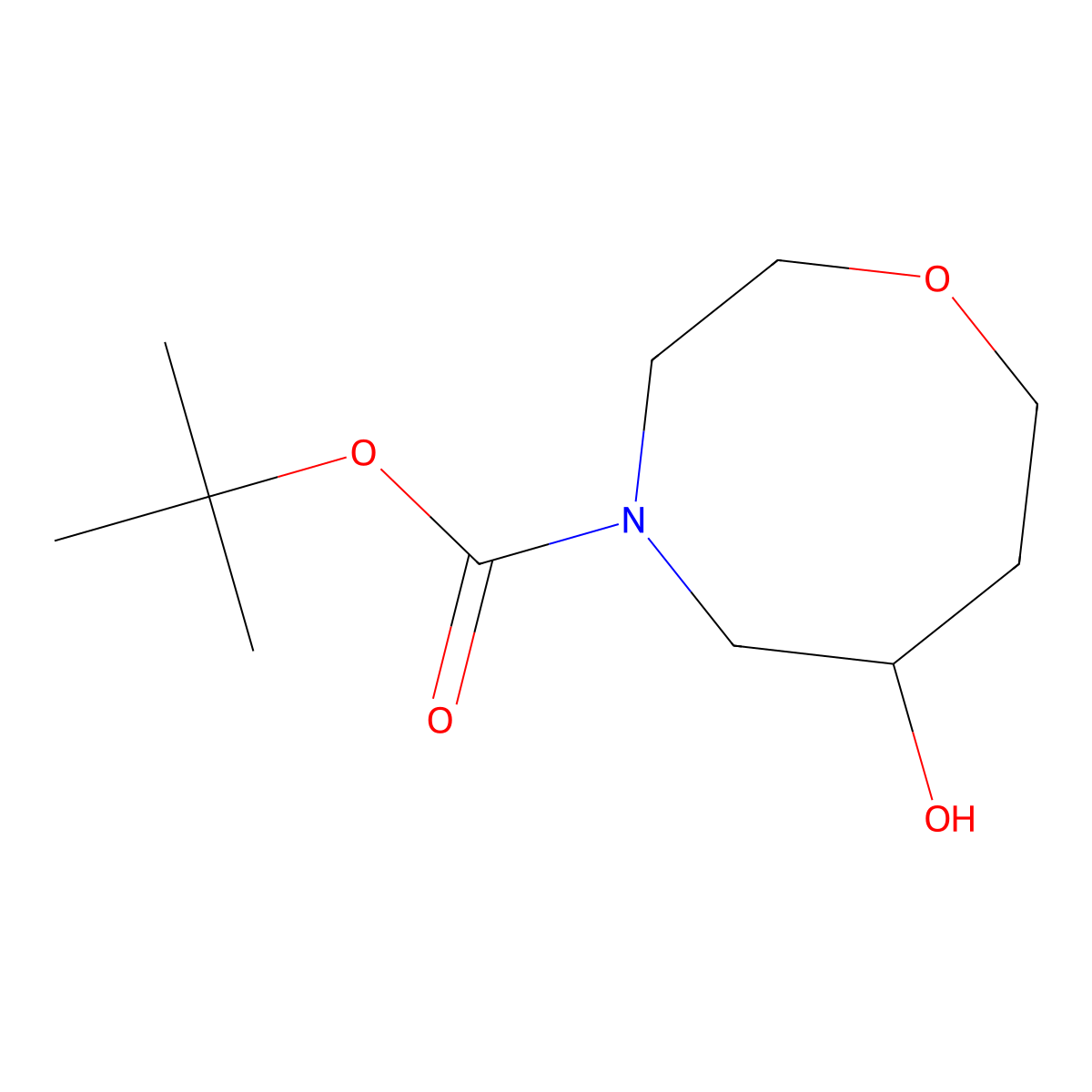 Tert-butyl 6-hydroxy-1,4-oxazocane-4-carboxylate molecular structure, CAS 2010092-64-3