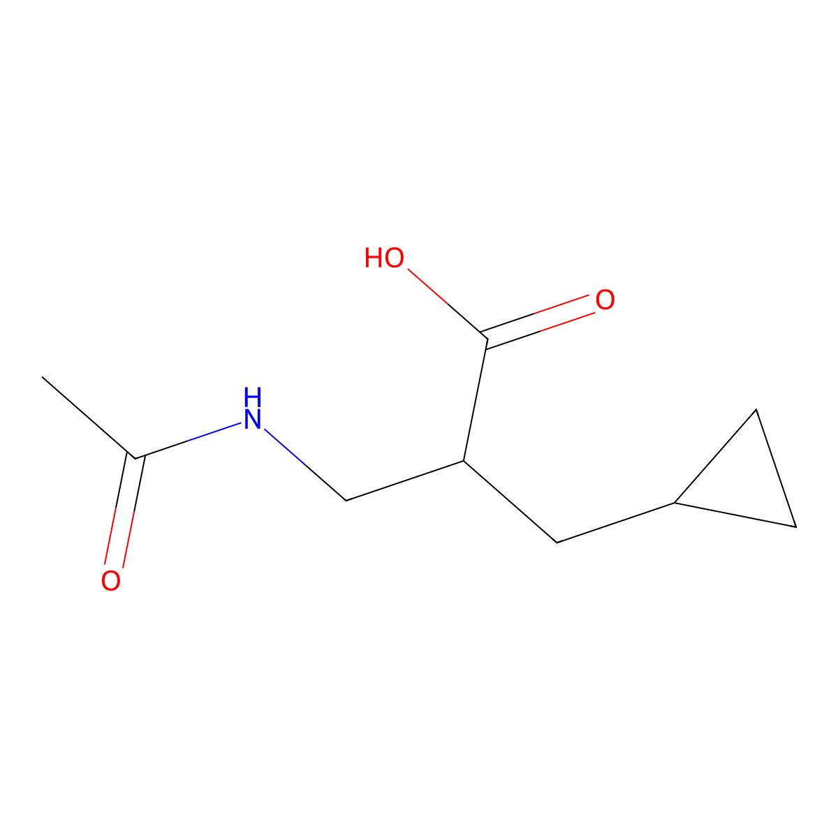 2-(Cyclopropylmethyl)-3-acetamidopropanoic acid molecular structure, CAS 2010119-23-8