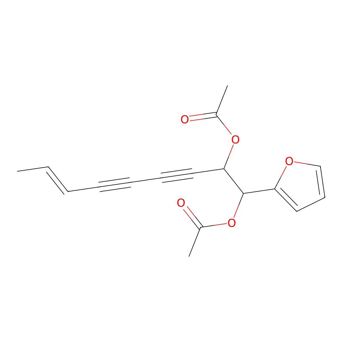 (1,5E,11E)-tridecatriene-7,9-diyne-3,4-diacetate molecular structure, CAS 201012-14-8