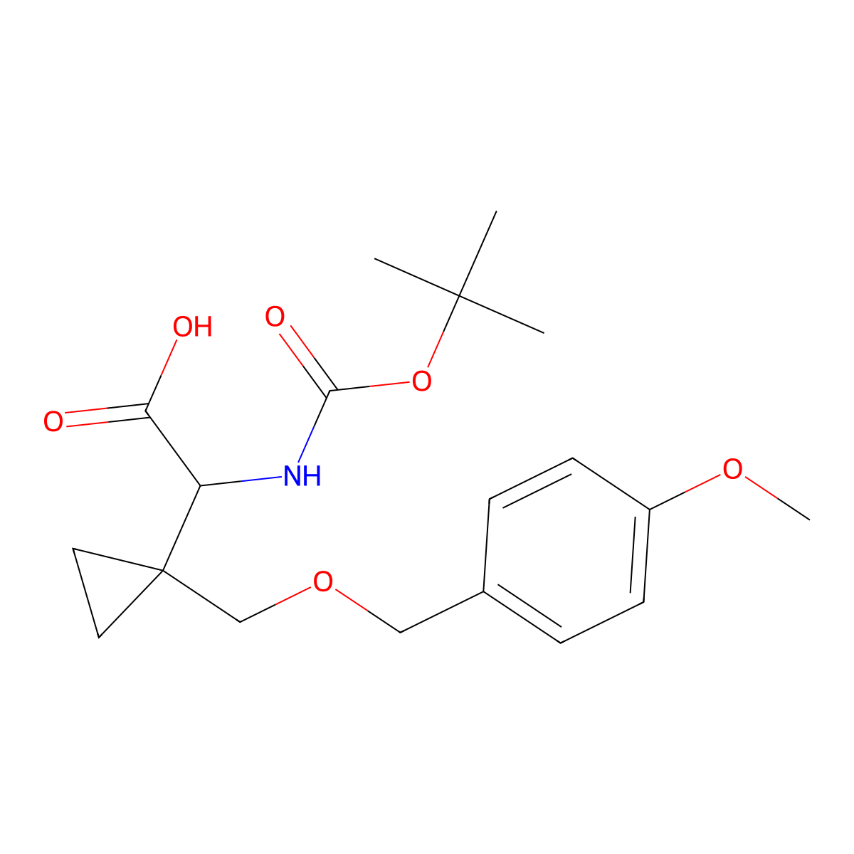 2-((Tert-butoxycarbonyl)amino)-2-(1-(((4-methoxybenzyl)oxy)methyl)cyclopropyl)acetic acid molecular structure, CAS 2010161-02-9