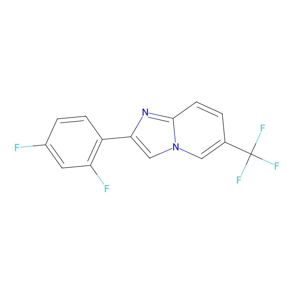 2-(2,4-Difluorophenyl)-6-(trifluoromethyl)imidazo[1,2-a]pyridine molecular structure, CAS 2010176-54-0