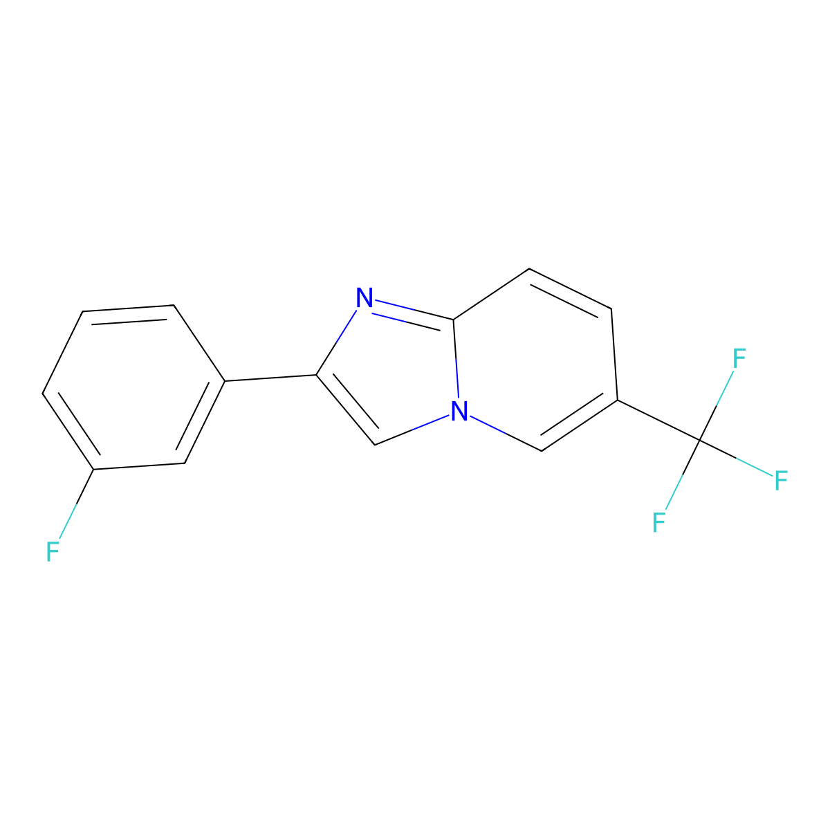 2-(3-Fluorophenyl)-6-(trifluoromethyl)imidazo[1,2-a]pyridine molecular structure, CAS 2010176-81-3