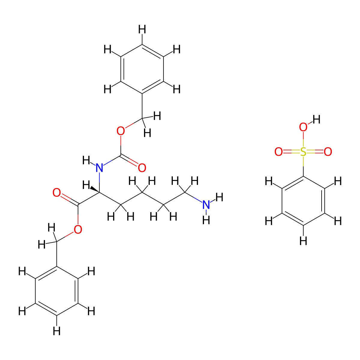 Z-D-Lys-obzl benzenesulfonate molecular structure, CAS 201018-13-5