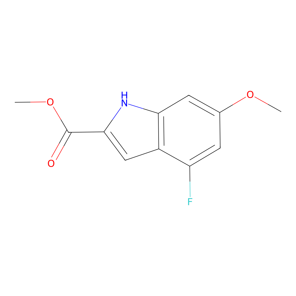 methyl 4-fluoro-6-methoxy-1H-indole-2-carboxylate molecular structure, CAS 2010202-02-3