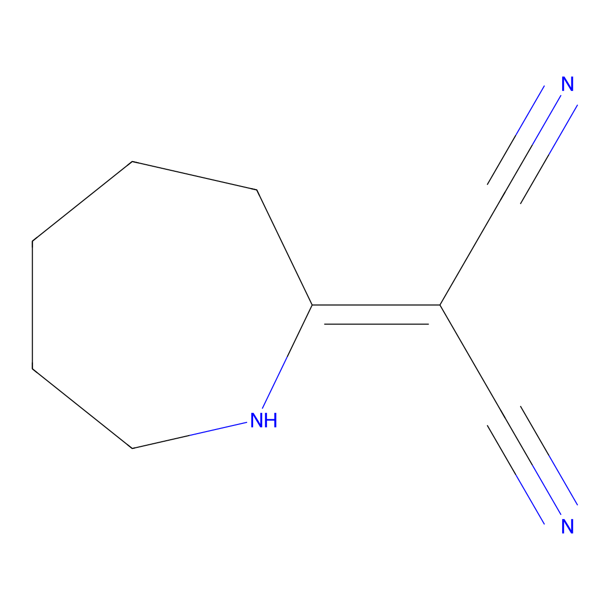 2-Azepan-2-ylidene-malononitrile molecular structure, CAS 20103-48-4