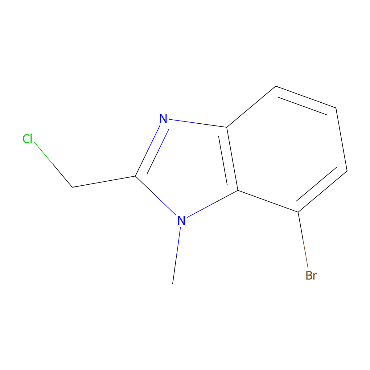 7-bromo-2-(chloromethyl)-1-methyl-1H-1,3-benzodiazole molecular structure, CAS 2010317-30-1