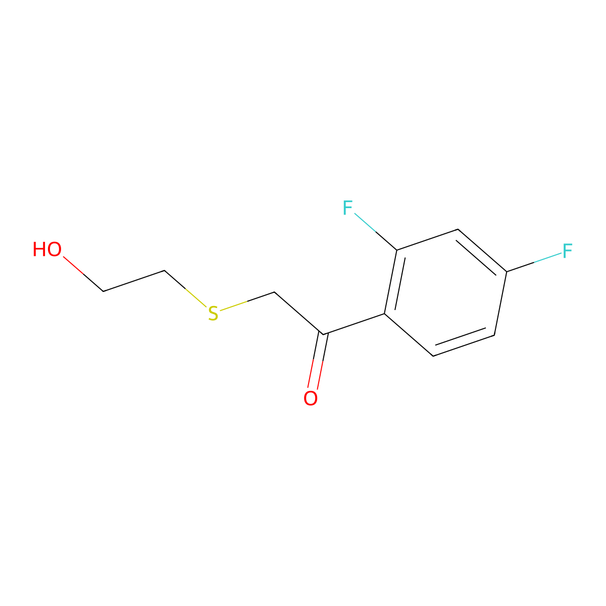 1-(2,4-Difluorophenyl)-2-((2-hydroxyethyl)thio)ethan-1-one molecular structure, CAS 201034-30-2