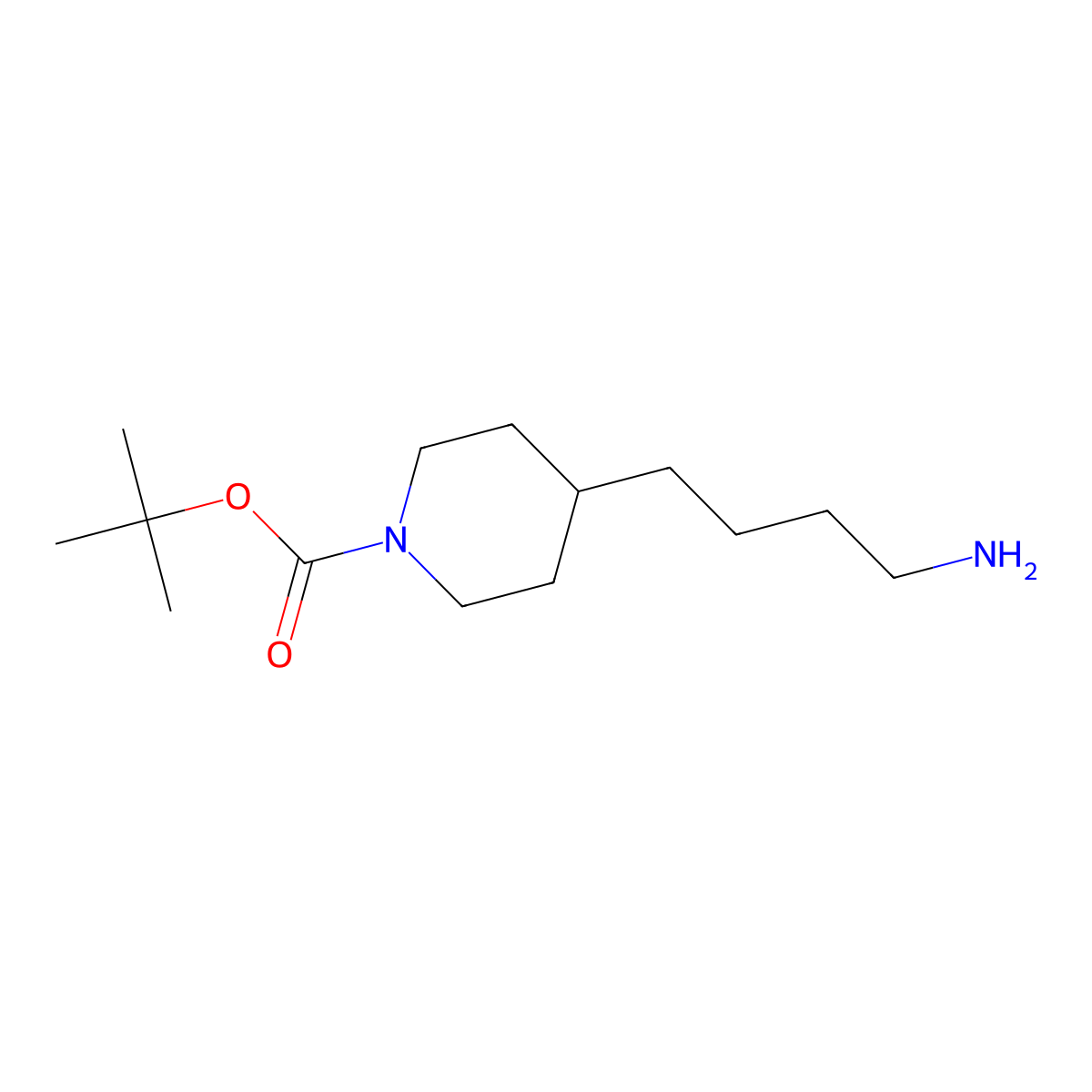 Tert-butyl 4-(4-aminobutyl)piperidine-1-carboxylate molecular structure, CAS 201034-98-2