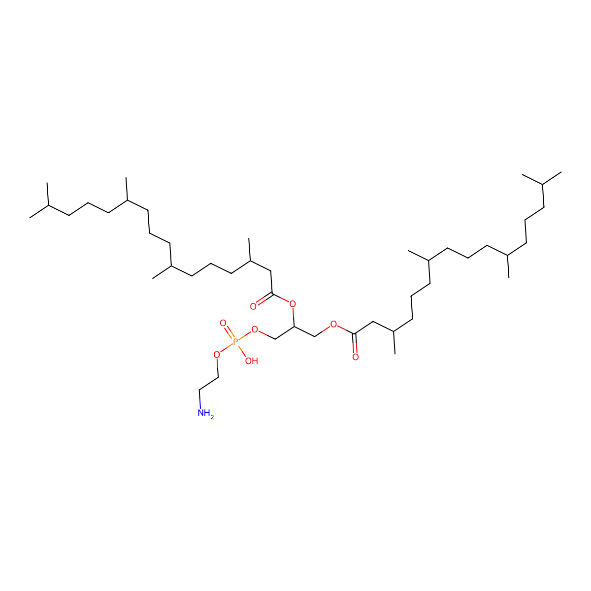 1,2-Diphytanoyl-sn-glycero-3-phosphoethanolamine molecular structure, CAS 201036-16-0