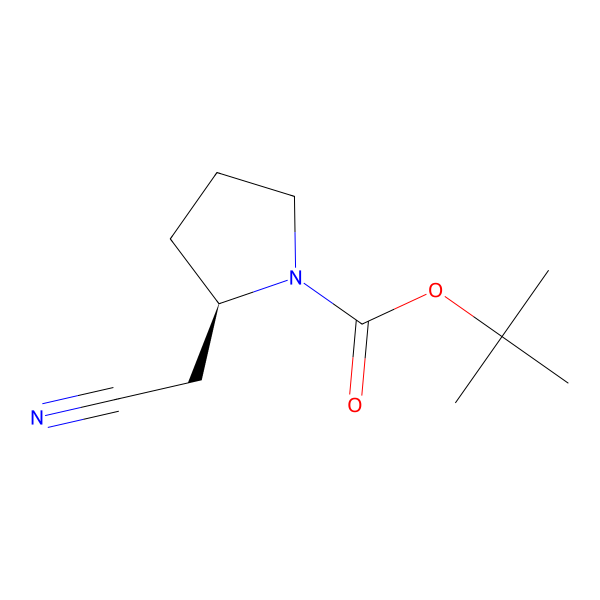 tert-butyl (2R)-2-(cyanomethyl)pyrrolidine-1-carboxylate molecular structure, CAS 201039-13-6