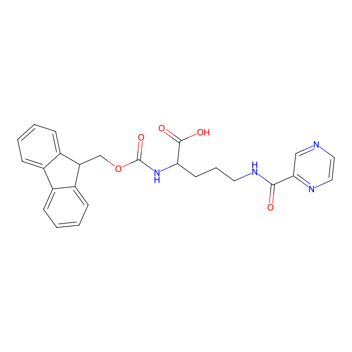 Fmoc-Orn(Pyrazic)-OH molecular structure, CAS 201046-61-9